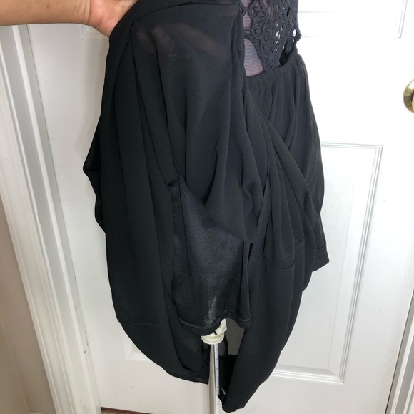 L’ATISTE BY AMY Black Crochet Sheer Side zíper Elastic Waist Maxi Dress Size M - Picture 5 of 16